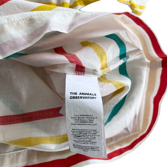 The Animals Observatory Girls Ecru Lamb Multi Striped Short Sleeve Blouse sz 12 - Picture 5 of 6